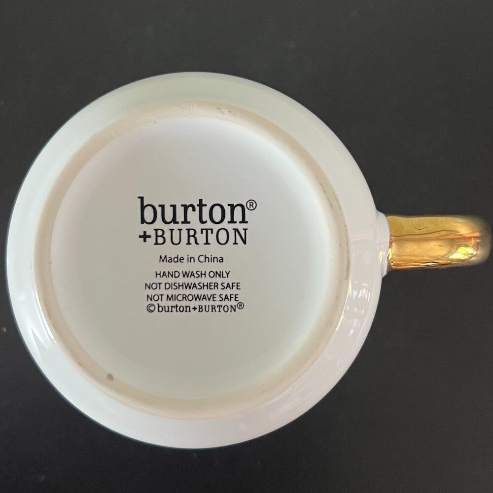 Burton + BURTON  Horizontal Metallic Gold Striped Ceramic Coffee Tea Mug Cup - Picture 11 of 12